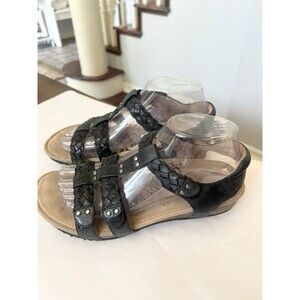 Aetrex Black Reese Adjustable Braided  Orthopedic Gladiator Sandals Comfort SZ 8